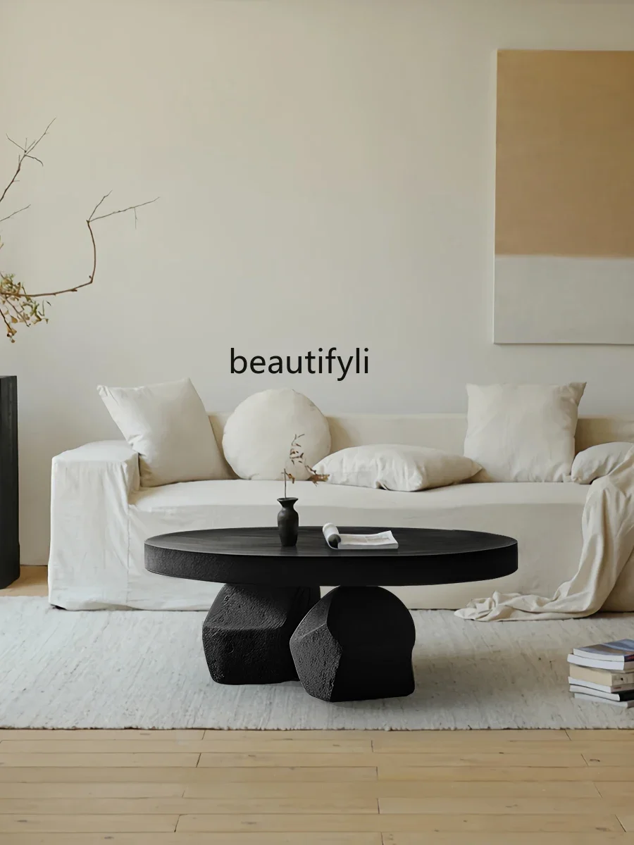 طاولة شاي من الخشب الصلب بتصميم كلاسيكي من Qiji B & B مصممة على الطراز الياباني بتصميم بسيط طاولة شاي فنية عالية الجودة طاولة شاي مستديرة #3