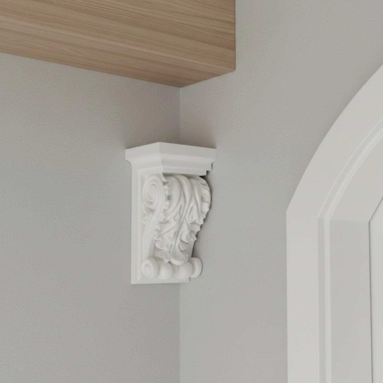 Decorative Corbel Lightweight Corbel with Leaf Relief Wall Bracket Easy to Install Architectural Trim Primed for Homeowners