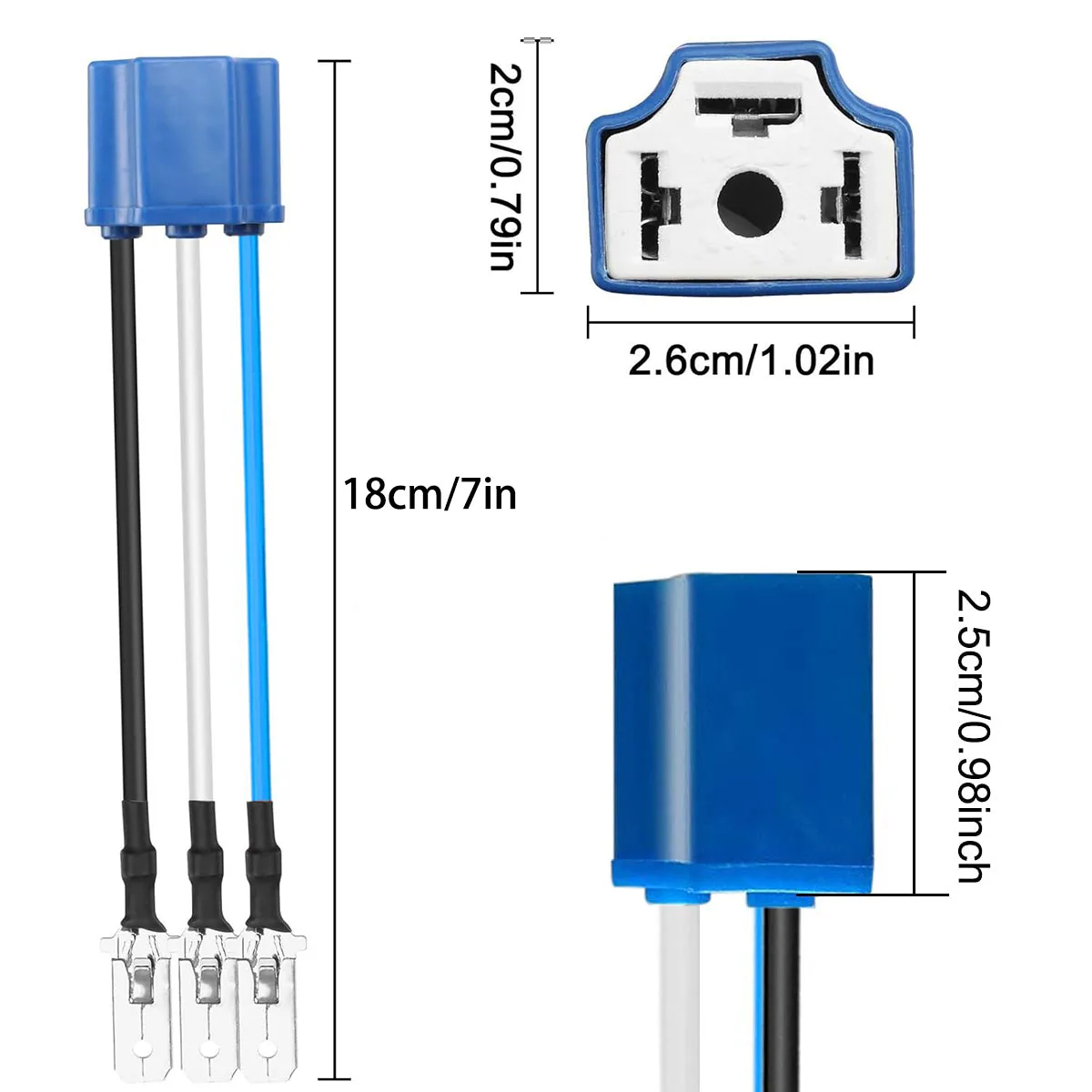 H4 Pigtail Socket Wiring Harness Headlight Plug Heavy Duty14AWG Ceramic Headlight Connector-H4 HB2 9003 (Pack of 2)