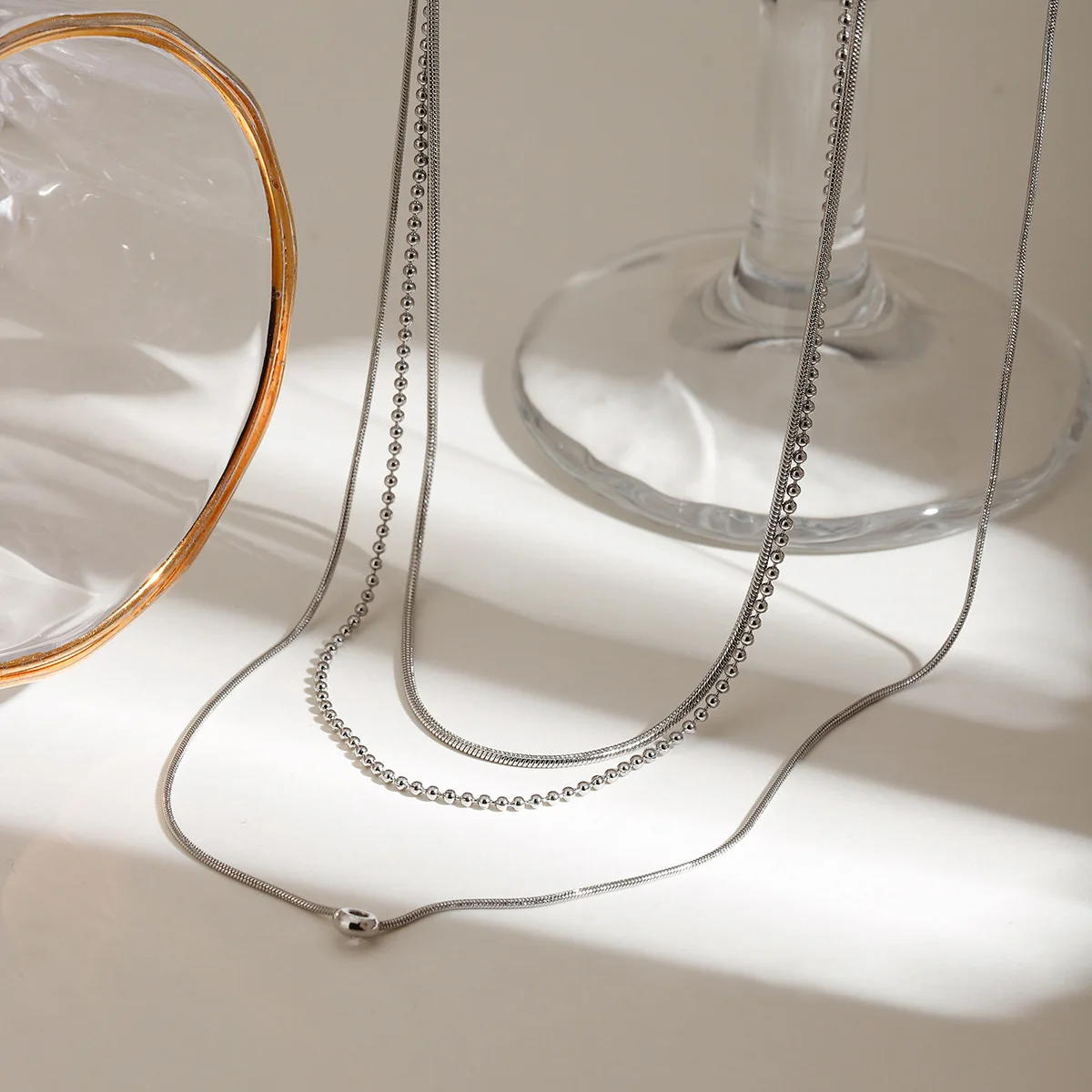 White Rhinestone Titanium Steel Pendant Nelace Durable Colorl Tee-layer mat Luxury Ins Clavicle Chain Jewelry