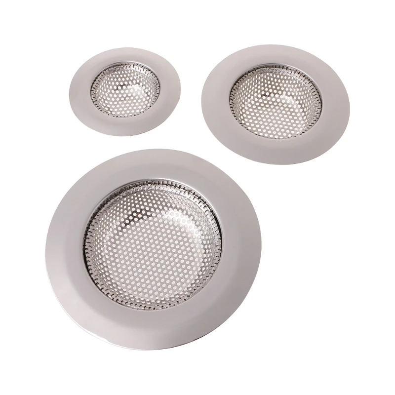 3Pcs Kitchen Sink Strainer Stainless Steel Drain Filter Bathroom Plug Hair Catch