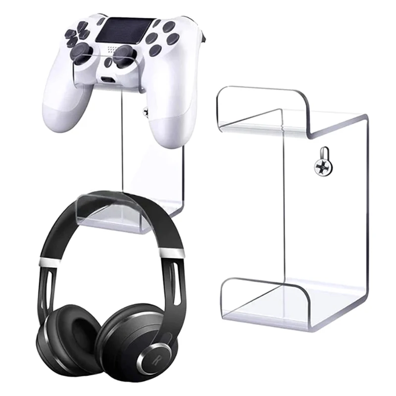 

Wall Mounted Acrylic Headset Stand Hanger Game Controller Holder Space Saving Gamepad Holder Universal Headset Display Rack