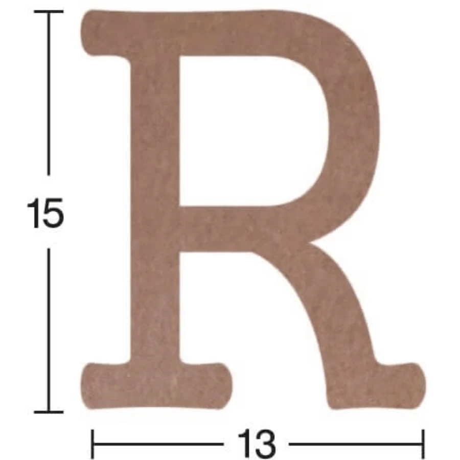 H21 R Letter Trinket, 18mm Can Be Painted Mdf Figurative Wood Object