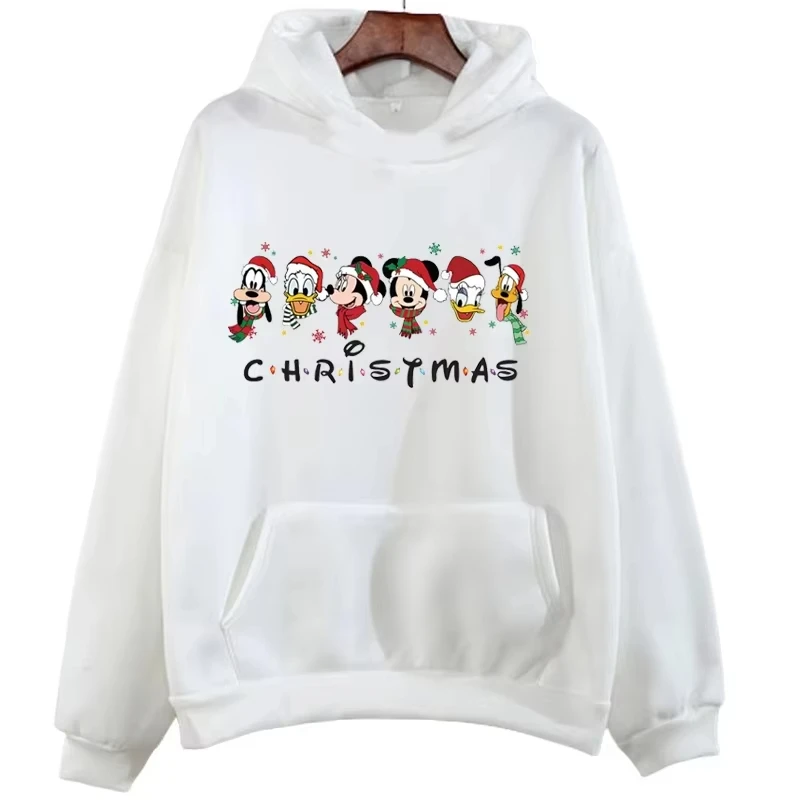 

MINISO Kawaii pullover Harajuku sweatshirt hoodie fashion men and women casual Mickey Mouse Minnie Christmas print round neck st