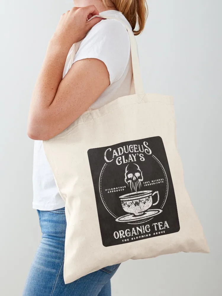 

Caduceus Clay's Organic Tea Tote Bag cute tote bag shopping bag logo Beach tote women
