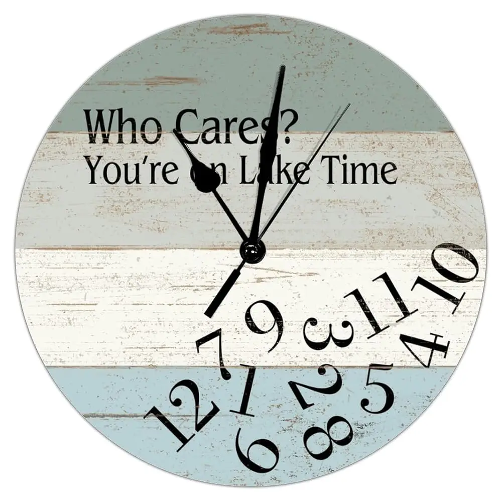 

Living Room Clocks Who Cares You'Re On Lake Time Wood Clo Battery Operated Silent Non-Ticking Wooden Wall Clocks 10 H Lake
