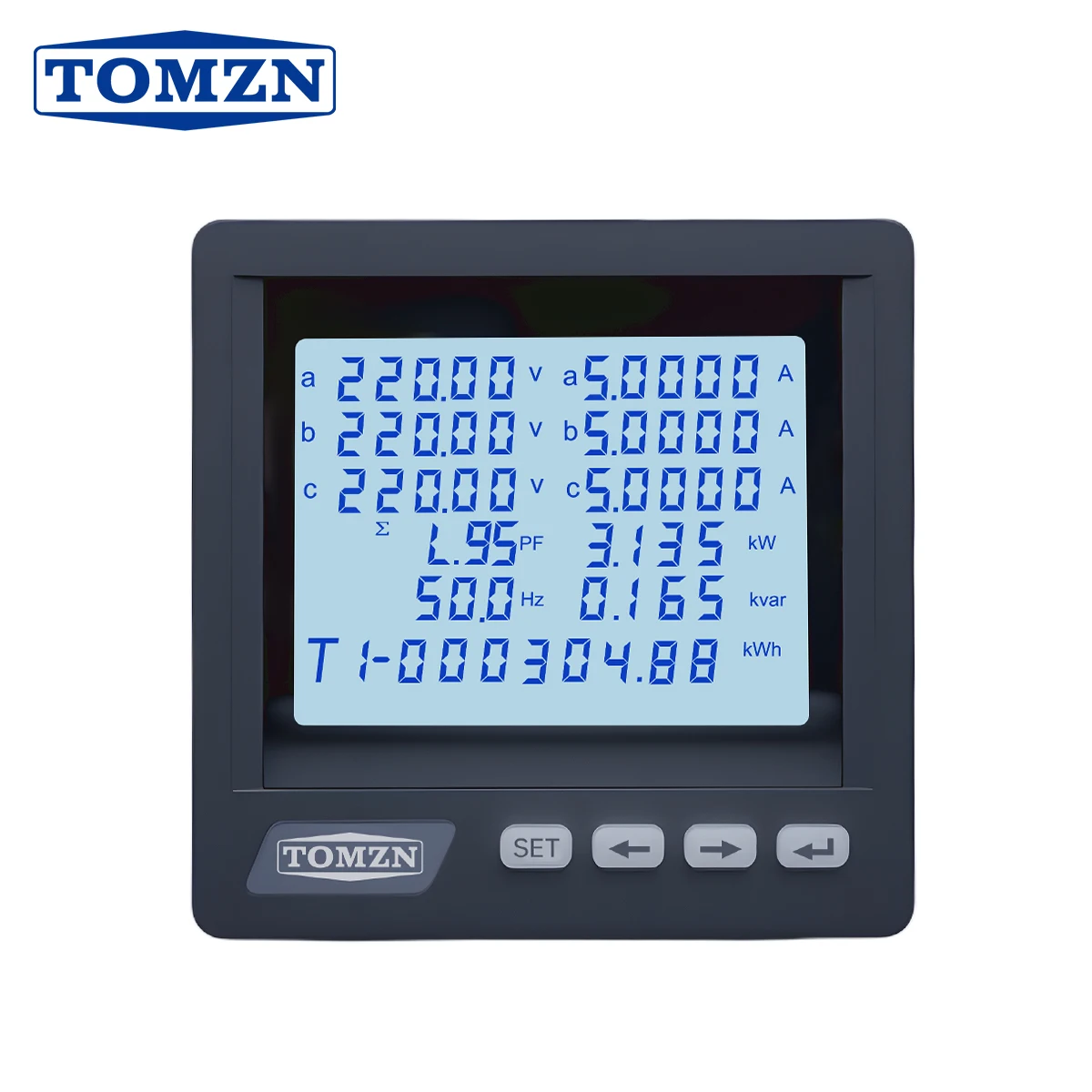 

TOMZN 3 Phase 4 Wire System Multi-functional Meter Phase Voltage Line Voltage Current Active/Reactive Power PF RS485 Password