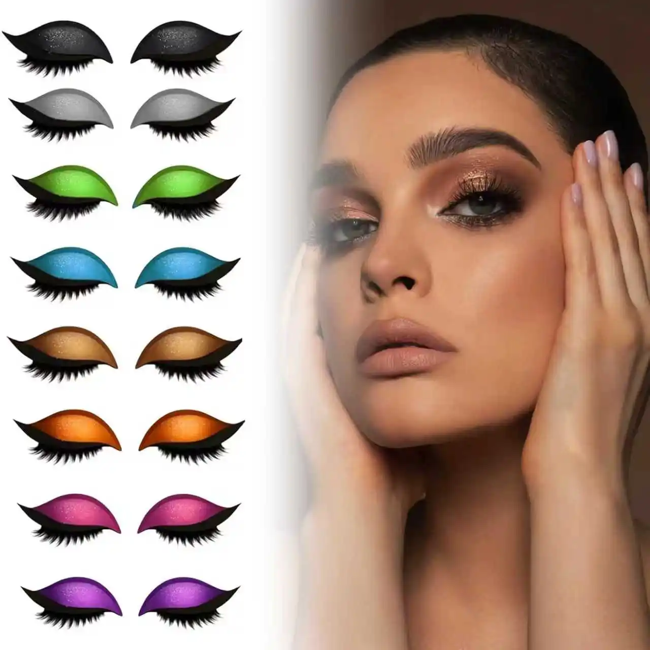 Naklejki na rzęsy i cienie do powiek Lazy Eye, nowe naklejki do cieni i rzęs, samoprzylepne naklejki 3w1 wielokrotnego użytku do szybkiego makijażu