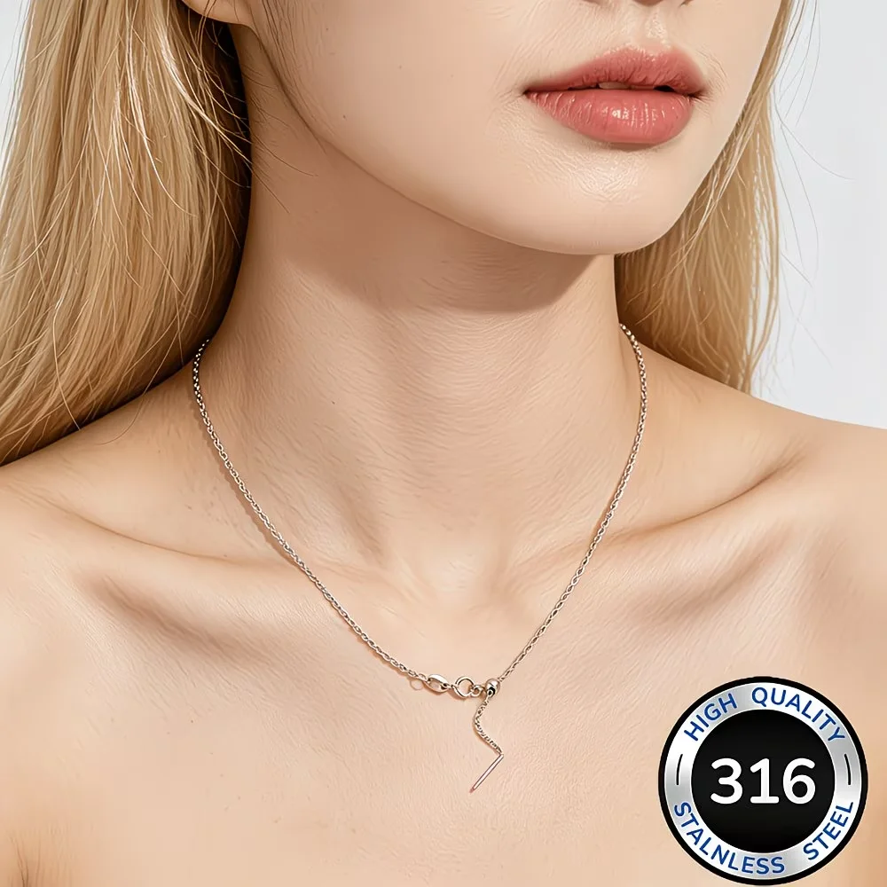 1pc Adjustable Cross Link Chain Stainless Steel Minimal Plain Chain Interchangeable Pendant Basic Necklace Additions 3 Tones Opt