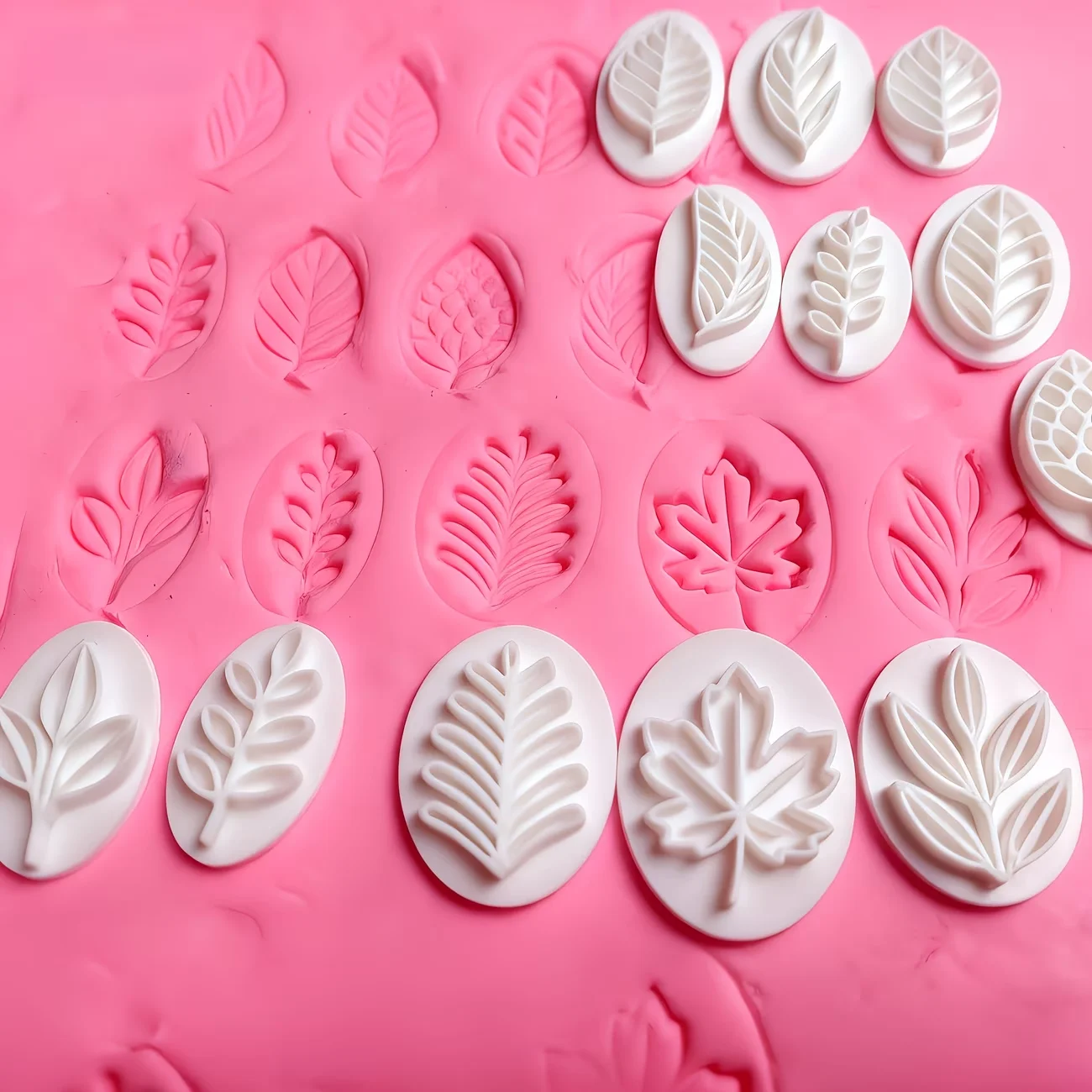 12 piece floral leaf printing mold set, clay mold, ceramic mold, DIY jewelry mold