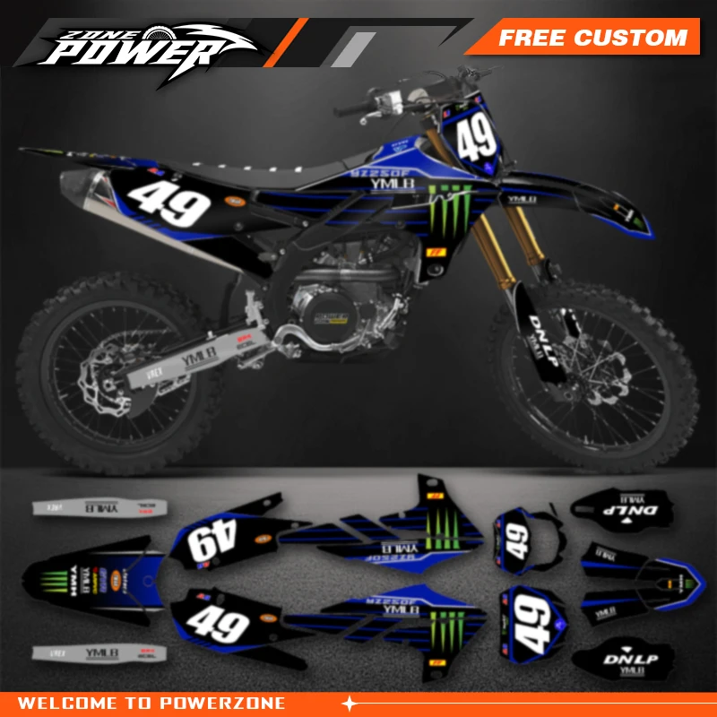 Powerzone For Yamaha YZF250 19-23 YZF450 18-22 WRF450 19-22 WRF250 20-23 Custom Backgrounds Graphics Decals Sticker Kits  34