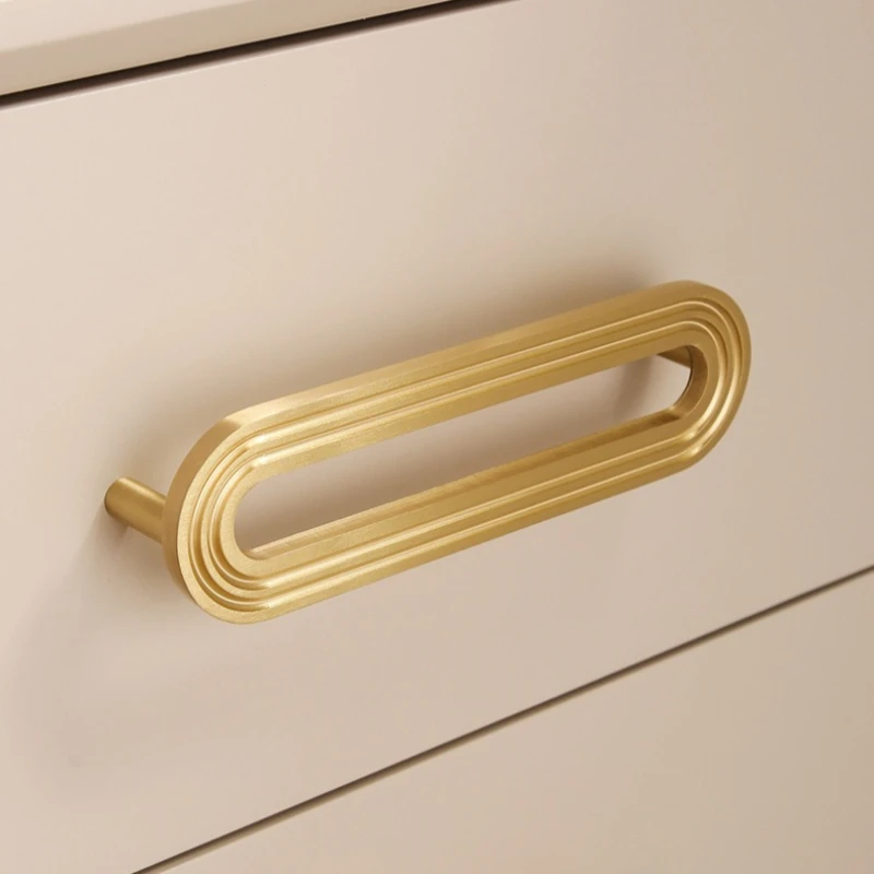 Möbelgriffe Massiver Gebürsteter Messinggriff Runway-Design Küchenschrankgriff Kleiderschrank-Schubladenknopf Türgriff – Detail 4