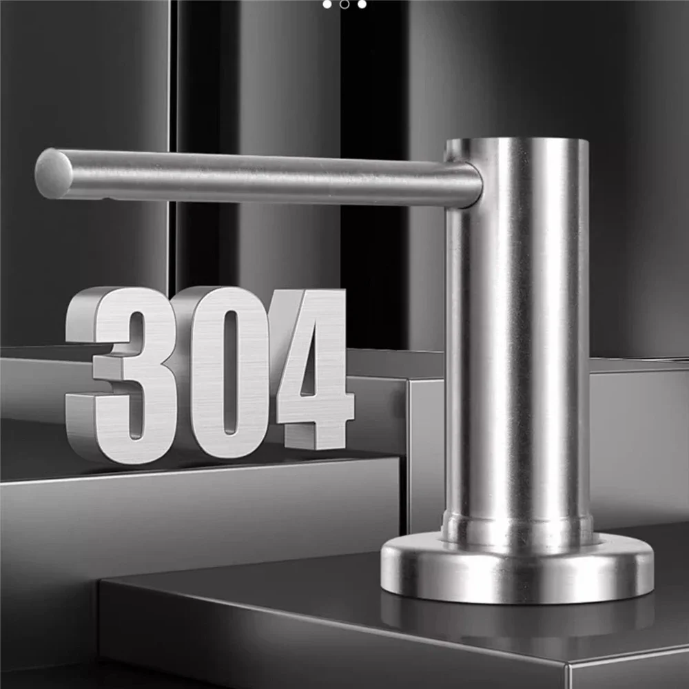 

Built-in Pump Kitchen Liquid Soap Dispenser Bottle Stainless Steel Brushed Black Detergent Dispenser Hand Pressure Sink Counter