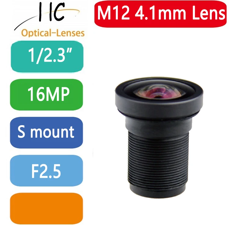 16 MegaPixel M12-Mount 4.1mm 1/2.3'' format board lens F2.5 fixed Iris FA/Machine Vision lens CCTV lens