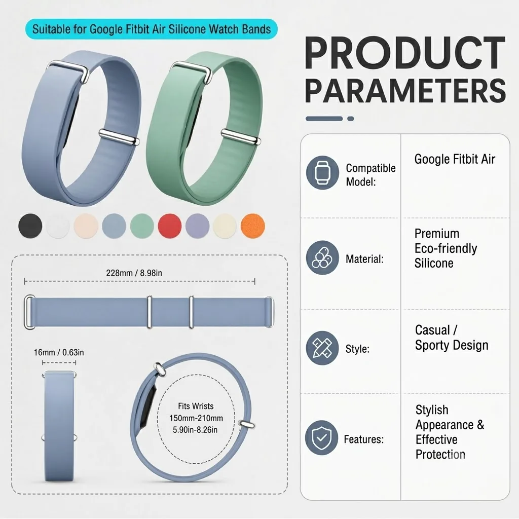 Soft Silicone Watch Strap for Google Fitbit Air Rubber Replacement Bracelet Watch Band forFitbit Air Sport Loop Correa Wristband
