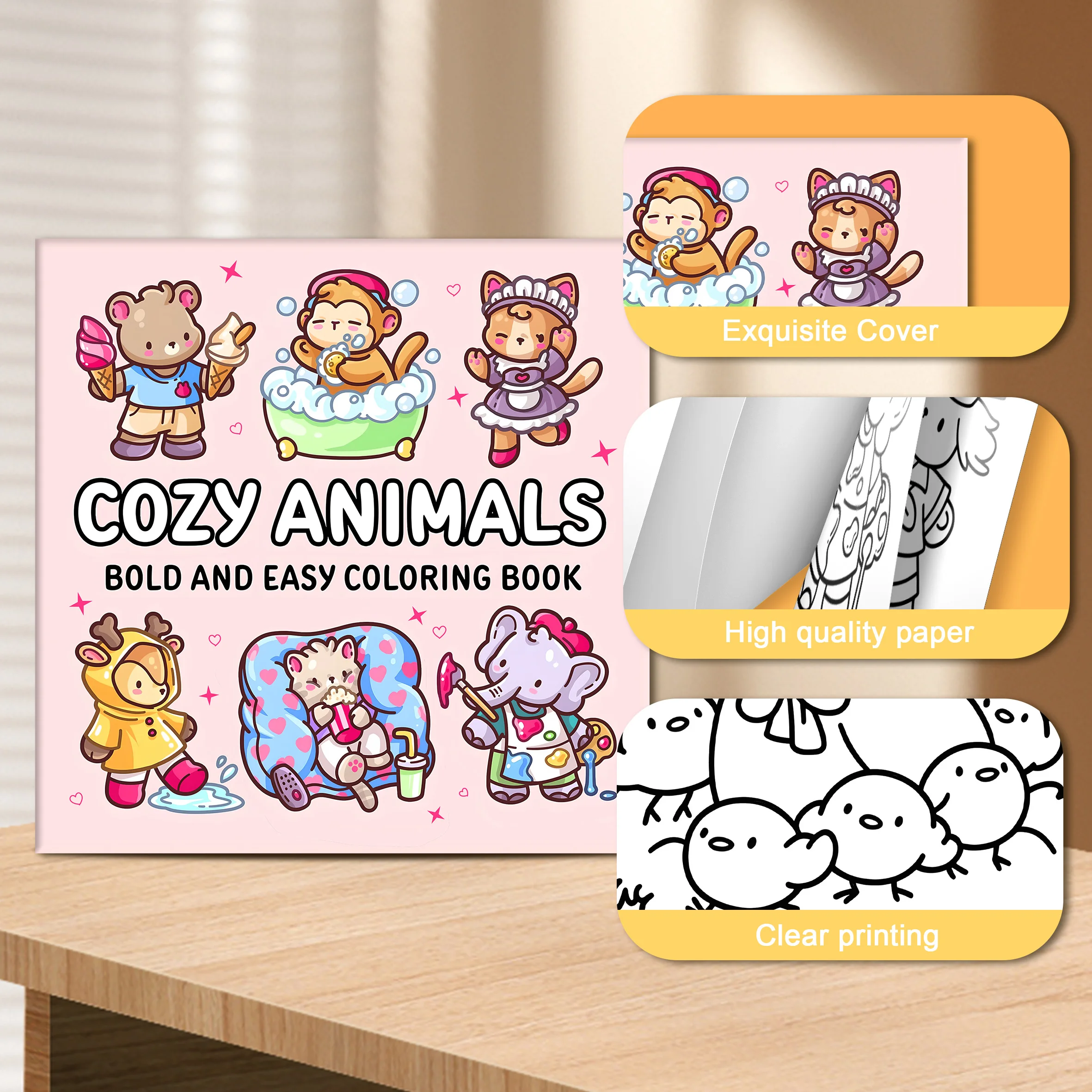 كتاب تلوين أنماط جريئة وسهلة الحيوانات للبالغين، كتاب رسم لطيف، هدية مثالية للحفلات وأعياد الميلاد