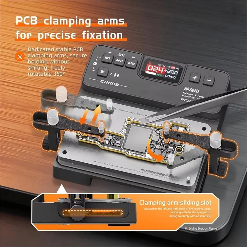 [NEWA64Z!】 PCB Preheating Station 40-260°C Heating Platform With 3 Presets And Clamping For Phone Repair EU Plug