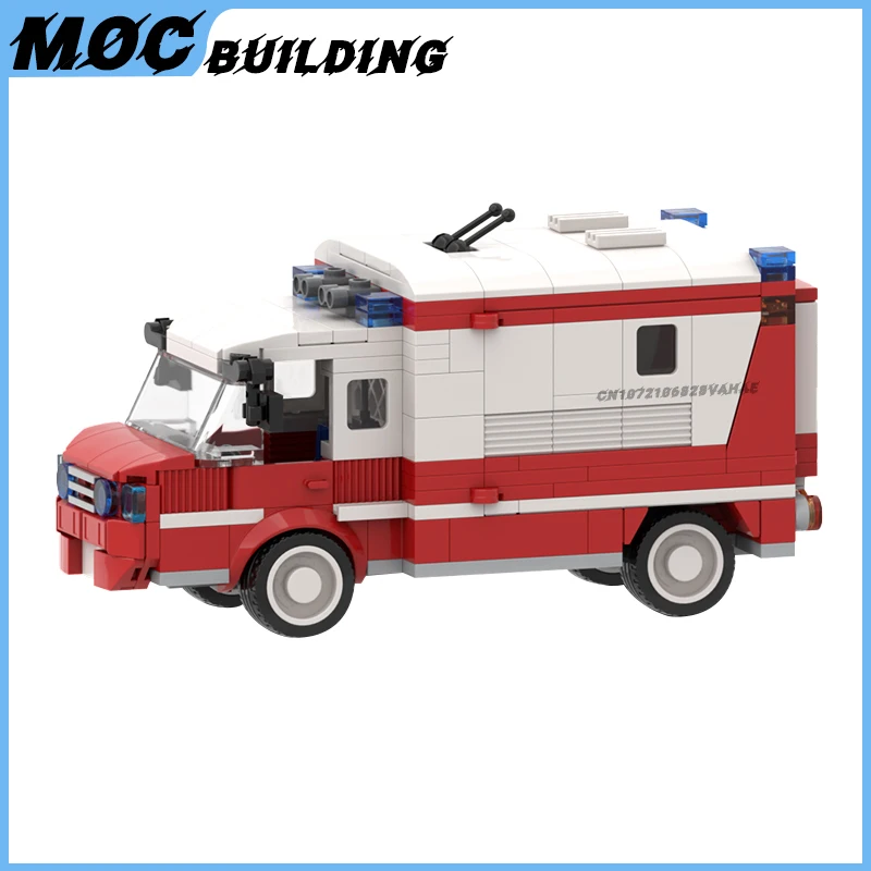 MOC-bloques de construcción de vehículos de rescate de emergencia para niños, modelo de ambulancia, juguetes de coche de montaje DIY, regalos de colección educativos para niños