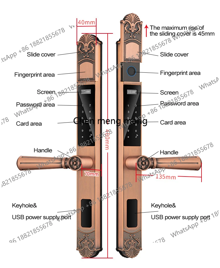 

Waterproof Lock Fingerprint Lock APP Remote Unlocking Code Keyless Smart Electronic Door Lock for Aluminum