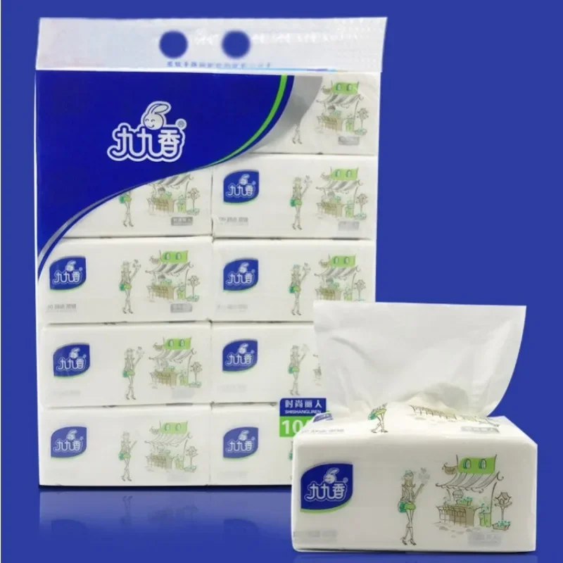 10 Packs Drawer Paper Soft Embossed Wood Pulp Facial Tissue Household Toilet Paper Kitchen Napkins Disposable Supplies