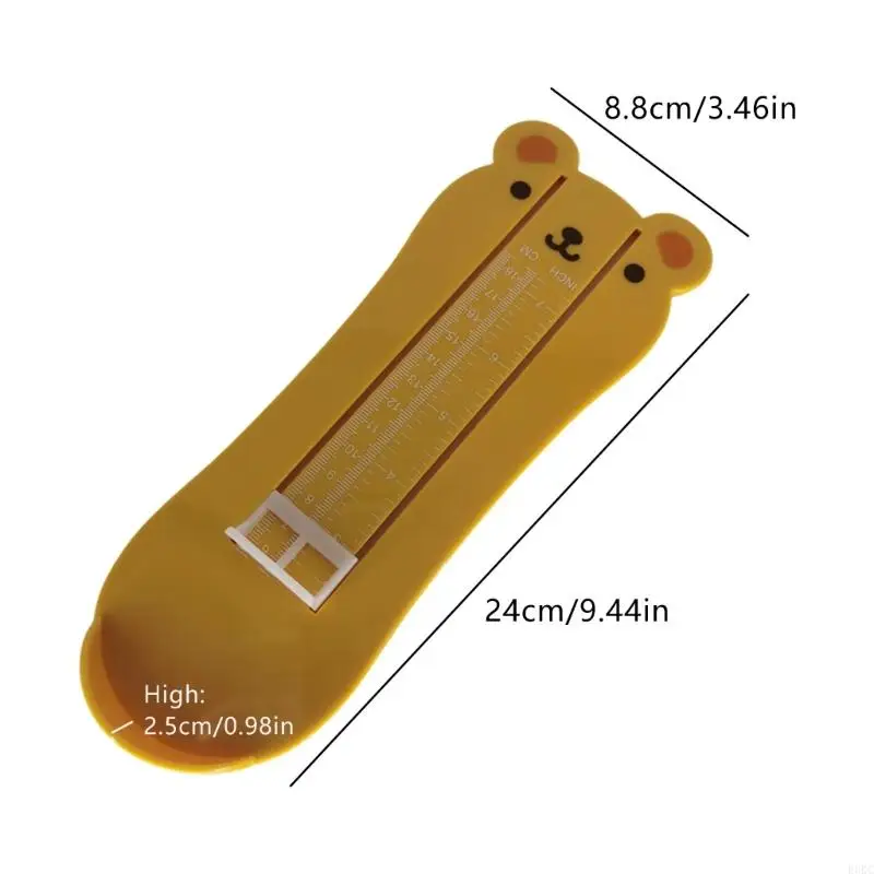 F3KC Misuratore piedi per bambini a forma orso cartone animato per dimensionamento accurato delle scarpe Calibro