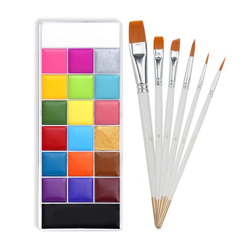 20 kleuren gezicht lichaam olieverfschilderij verf pigment niet giftig veilig kinderen flash tattoo schilderij met borstel kunst Halloween cosplay feest