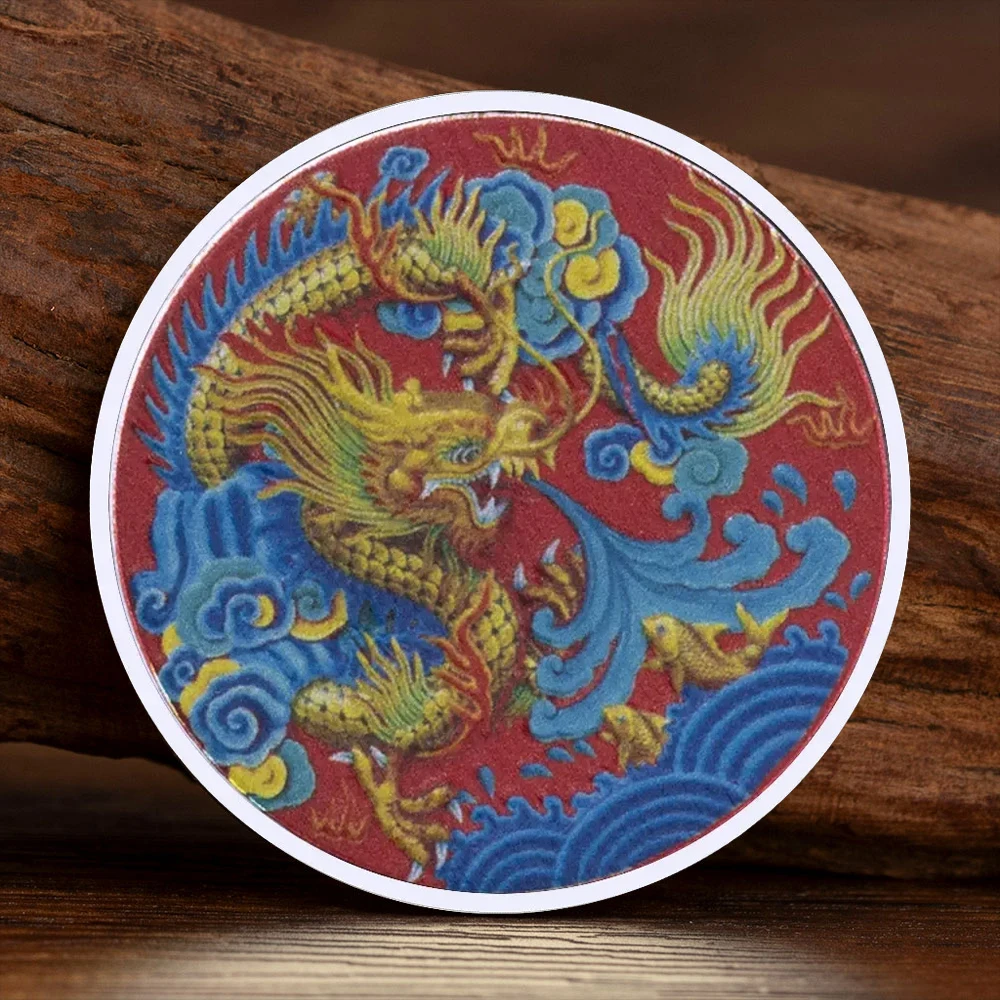 Chinese Twelve Zodiac Chinese Dragon Silvery Plated Souvenirs Coin Tai Chi Lucky Coins Commemorative Gift
