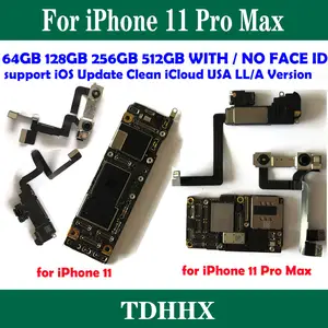 Bilashmart American LL/A Authentic Motherboard iPhone 11 Pro Max Working Mainboard With Face ID Cleaned iCloud Logic Board ok Plate