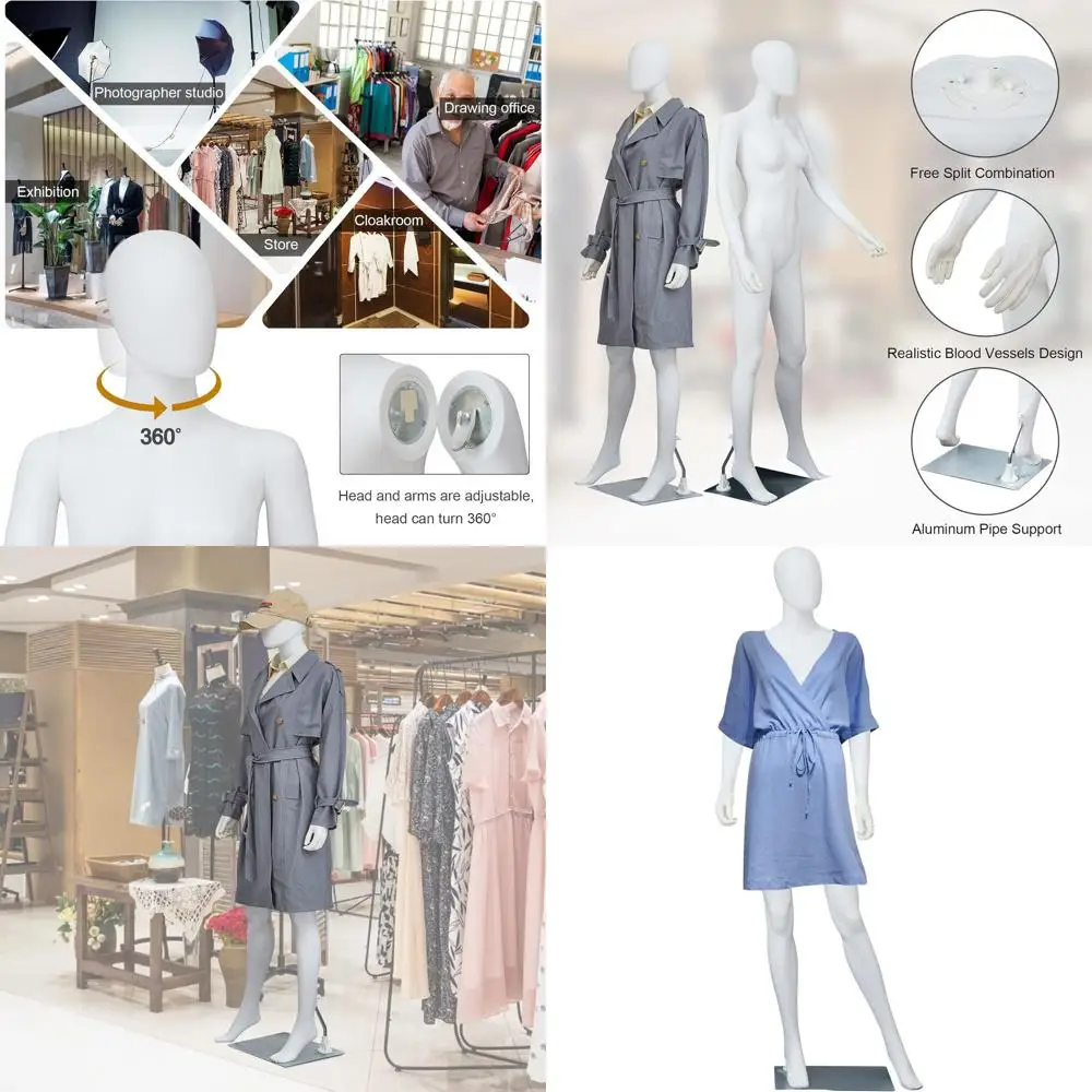 

Регулируемый разборный мужской манекен для демонстрации одежды, белый, 69 см