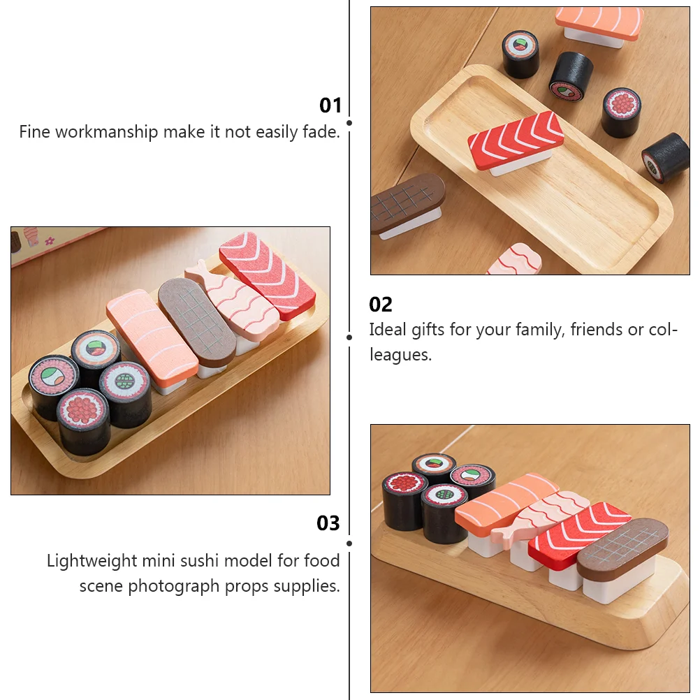 Wooden Simulated Sushi Toy Simulation Girl Toys Mini for Girls Miniature Food Figurines Model Pretend Play House