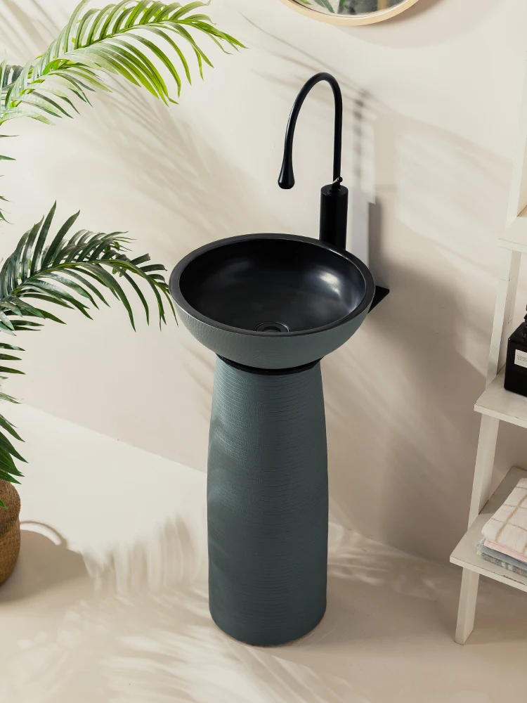 Simple column basin, wash basin, integrated floor standing washbasin