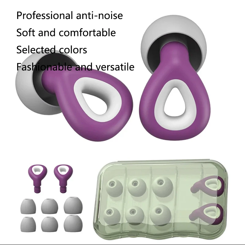 Silicone Noise Reduction Earplugs Swimming Waterproof Silent Sleep Student Hearing Protection Full Size Earplugs