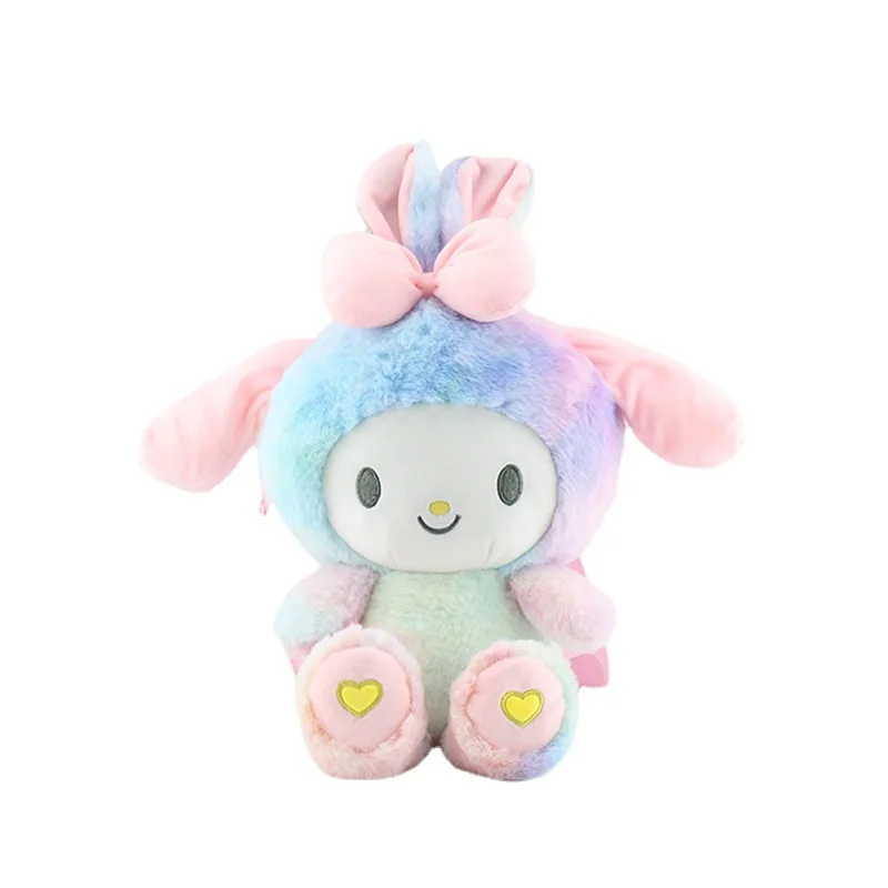 Sanrio original anime kawaii recheado kuromi brinquedo de pelúcia mochila anime macio pelúcia apaziguar meninas boneca brinquedos mochila presente perfeito