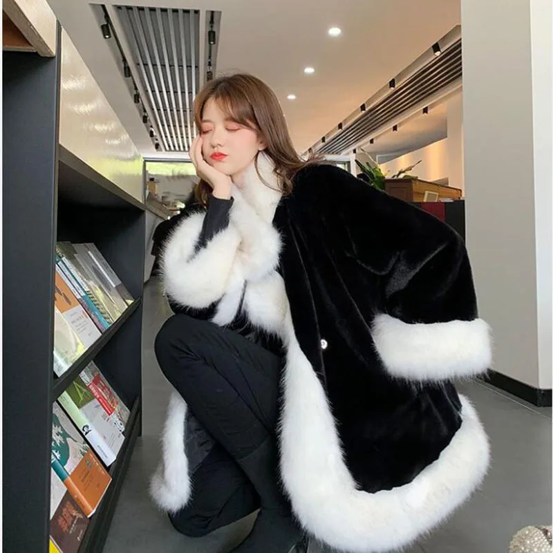 

Elegant Fur Coat Women's New Thick Coat 2024 Autumn And Winter Fashion Jacket Loose Cloak Temperament Long Sleeve Warm Coat