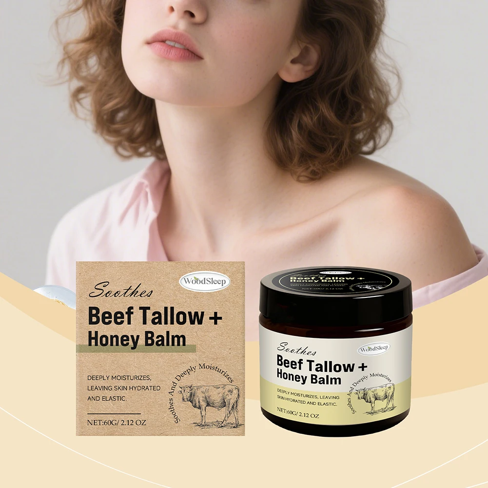60g Beef Tallow For Skin Beef Tallow Honey Balm For Skin Care Natural Grass-Fed Beef Tallow Deep Moisturizing For Face Body