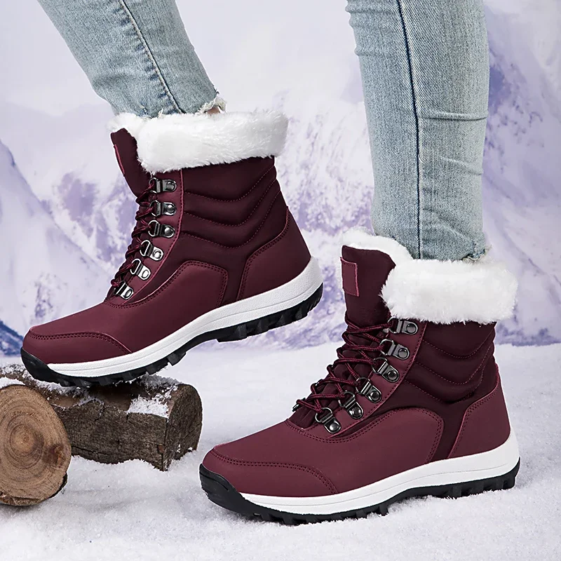 YRZL Winter Shoes Woman Warm Anti Slip Ankle Boots Plush Comfy Warm Outdoor Female Boots Women 2024 New Fur Platform Snow Boots