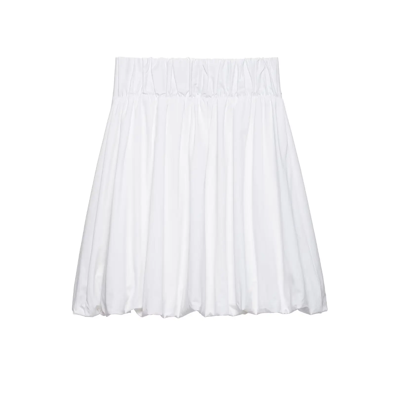 2026 Spring Summer Women's Elegant High Waist Mid-length Rivet Midi Skirts Lady Vintage Luxury White Pleated Balloon Style Dress