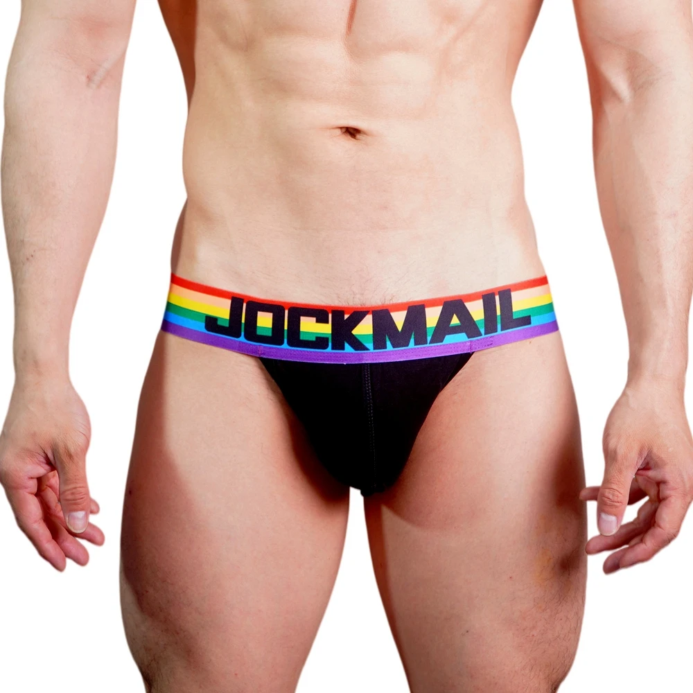 JOCKMAIL 2pcs/Lot Men Underwear Jockstrap Thong Cotton Rainbow Sexy Mens Briefs Tangas De Homrbre Cueca Underwear Breathable