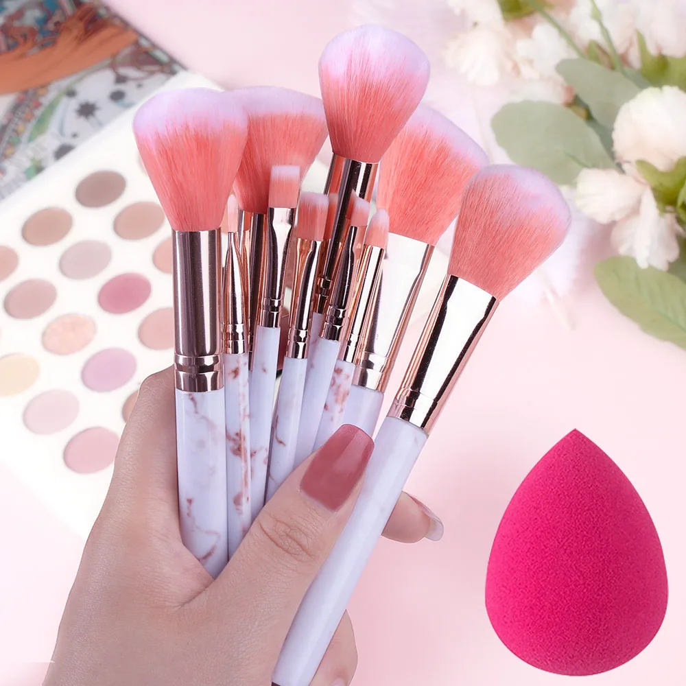 

10Pcs Makeup Brushes Set for cosmetics Foundation Face Blush Loose Powder Eyeshadow Kabuki Blending Beauty Make up brush tools