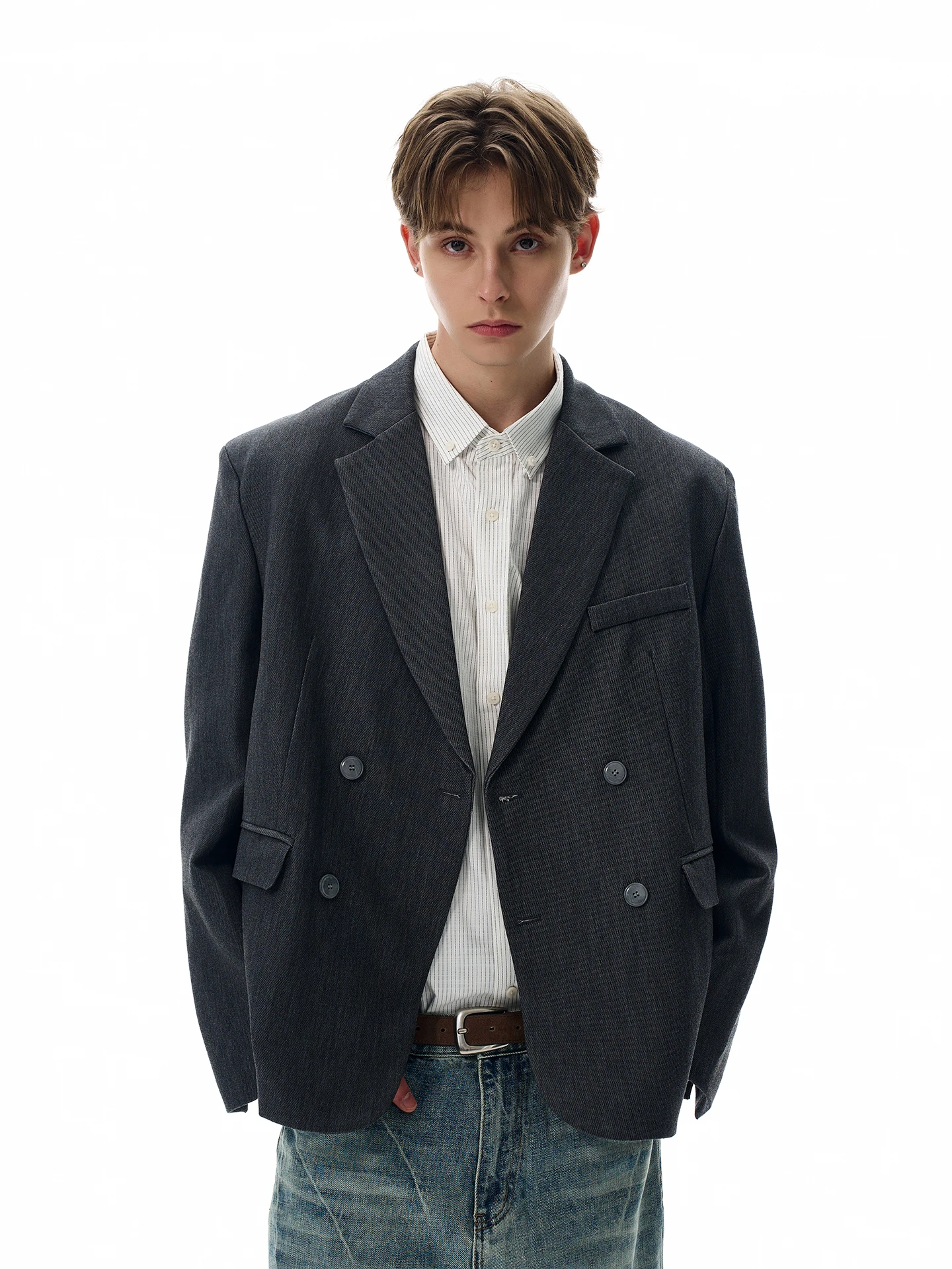 

a PUEE American Retro Cleanfit Suit Jaet Loose Fit Men's Women's High nce Sensation Outerwear Polyester Fiber