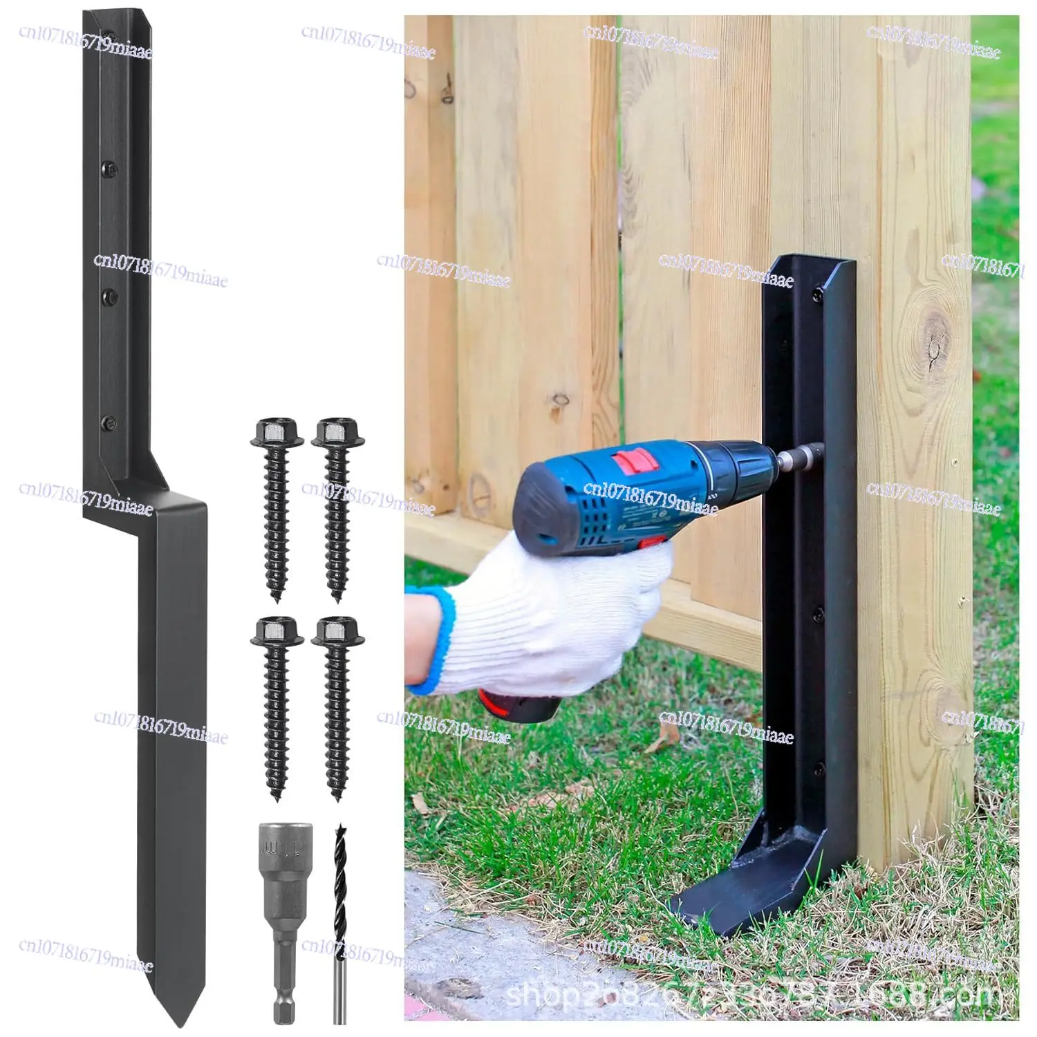 

Four Heavy-duty Steel Fence Posts Repair Piles, Anchorage Nails, Garden Trim Columns Inclined/broken Wooden Supports