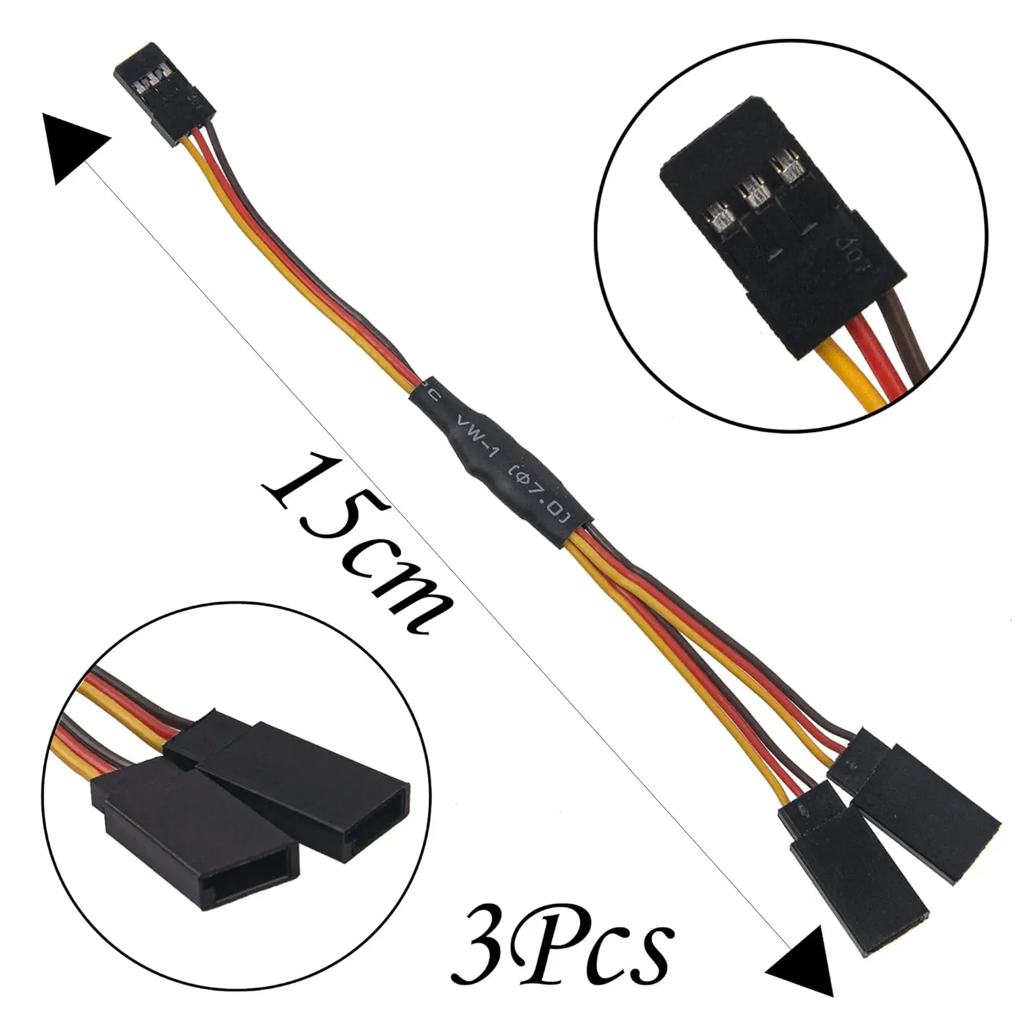 18Pcs 3-Pin JR Servo Extension Cable,1 JR Male to 2/3 Female JR Y Harness Servo Cable & 3.93\