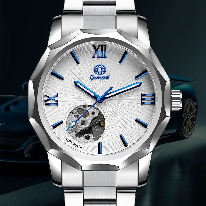 KL12 트렌디하고 패셔너블한 남성용 시계, 속이 빈 자동 기계식 시계, 비즈니스 시계, 선물