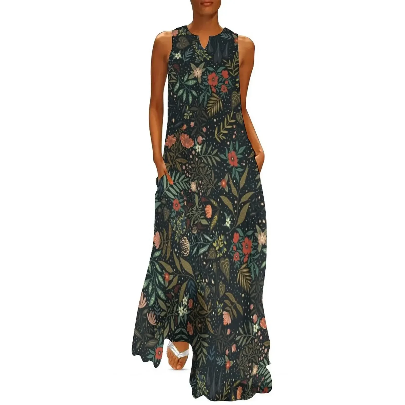 

Dark Botanical Long Dress festival outfit women ladies dresses for women 2025 wedding guest dress 2025 clothes for women Dress