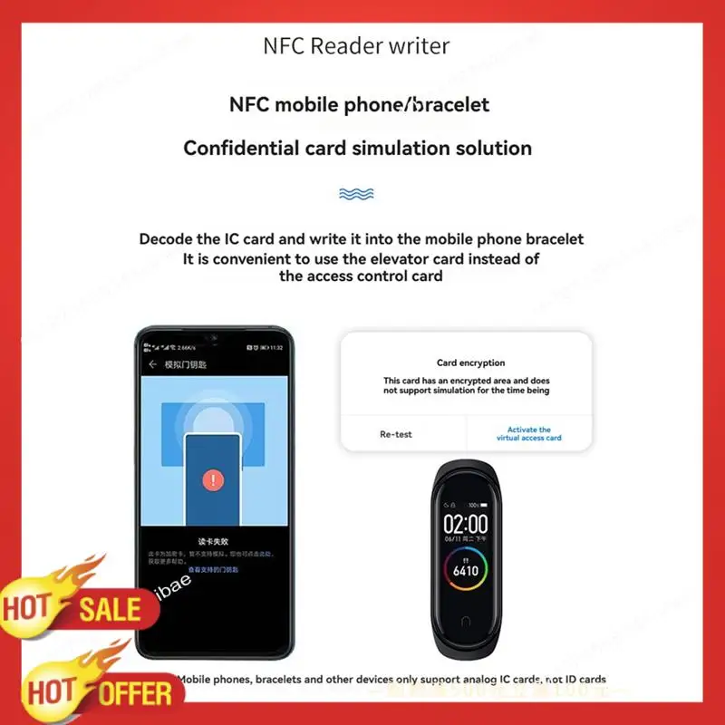 B47C 5PCS NFC Card Reader IC RFID Copier Duplicator 13.56Mhz & 125Khz Encrypted Programmer Smart Card