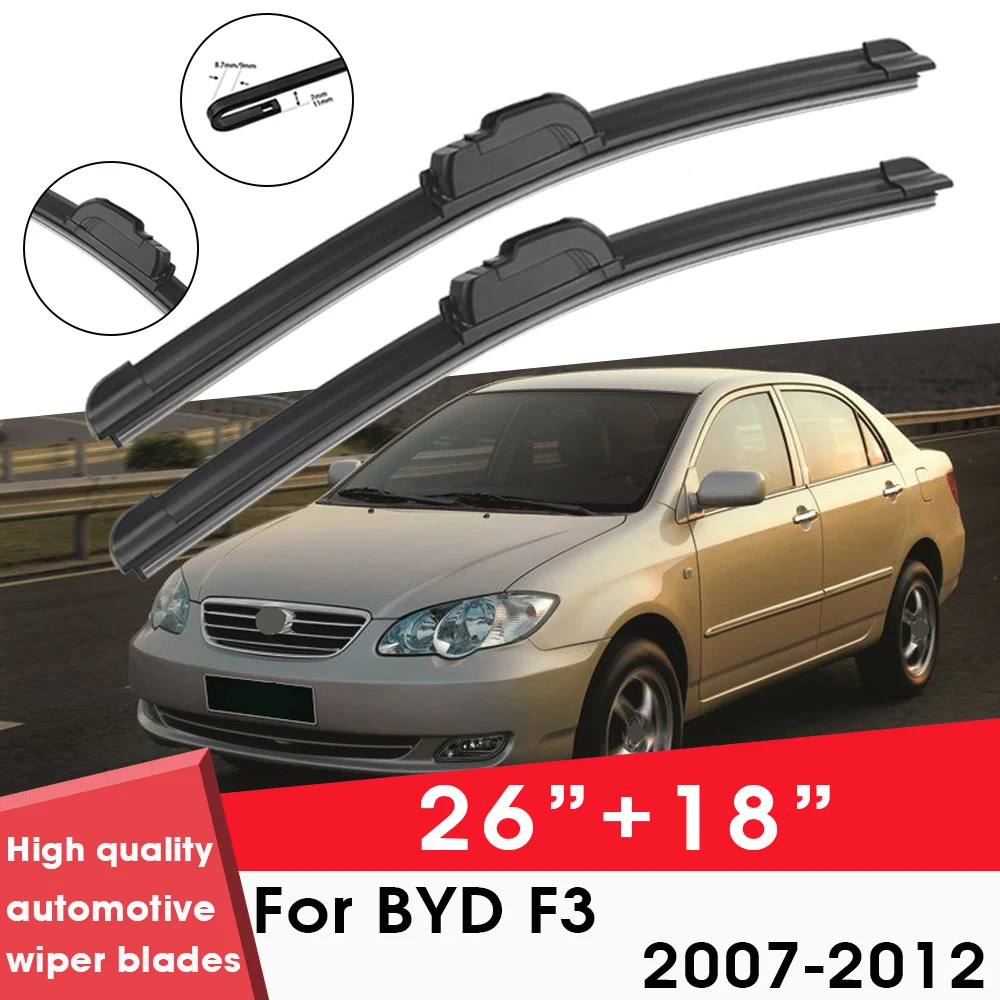 

Car Wiper Blade Blades For BYD F3 2007-2012 26"+18" Windshield Windscreen Clean Naturl Rubber Cars Wipers Accessories