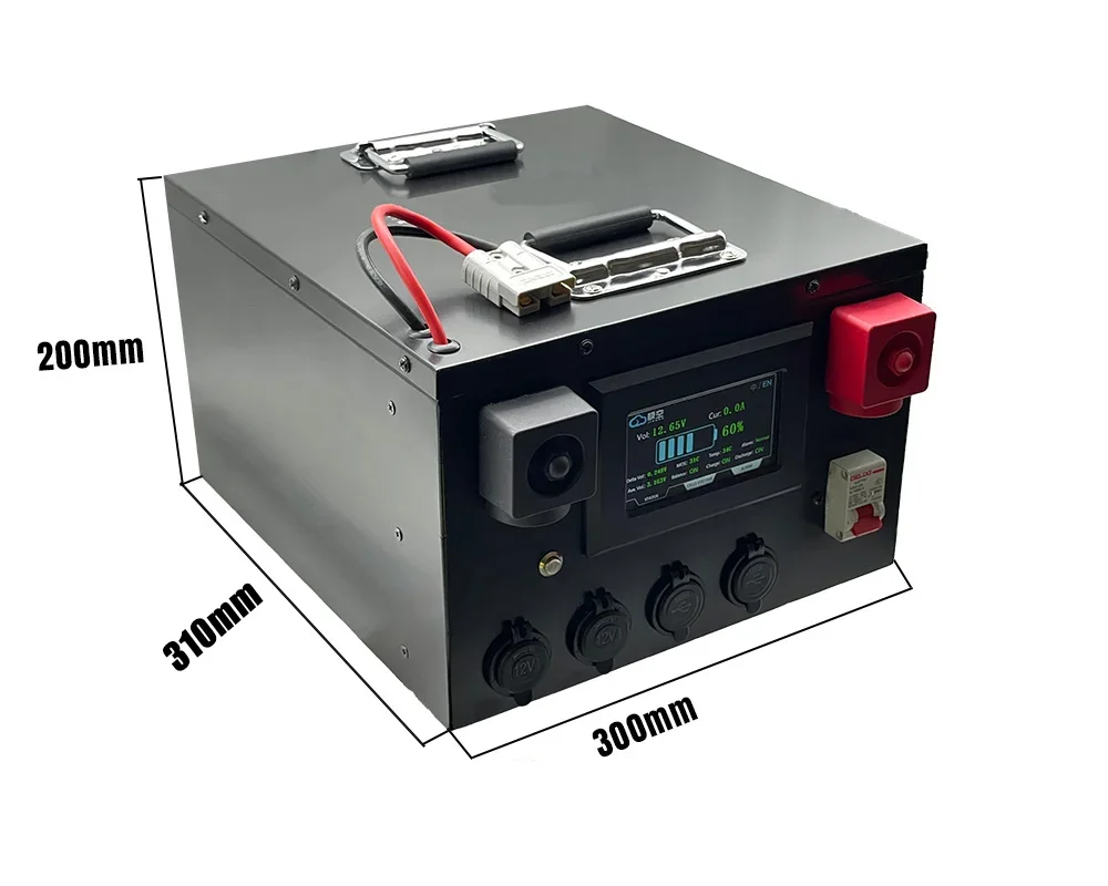 12V 150Ah LiFePO4 Battery Built-in BMS Optional Active Balance BMS USB Waterproof for Off-grid Solar Energy RV Campers