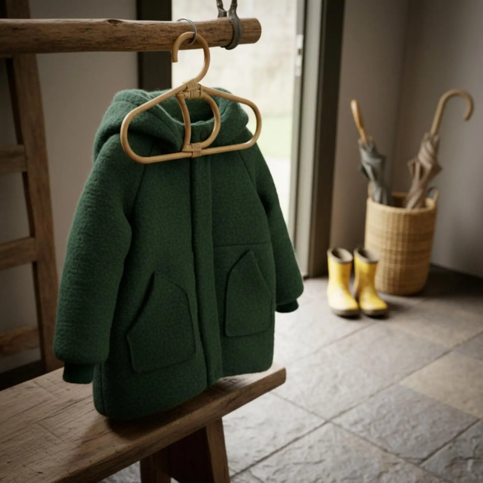 Rattan Clothes Hanger Handwoven Rattan Hanger for Infant, Toddlers, Nursery, Closet, Photo Portrait