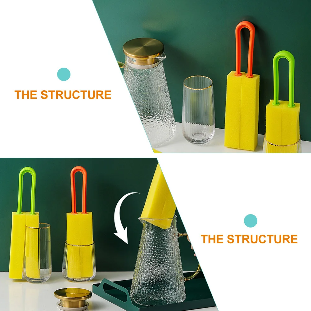 

2pcs Cup Brush Bottle Cleaner Double Side Multipurpose Cleaning Tool For Bottle Kettle Sponge Brush Home Daily Use