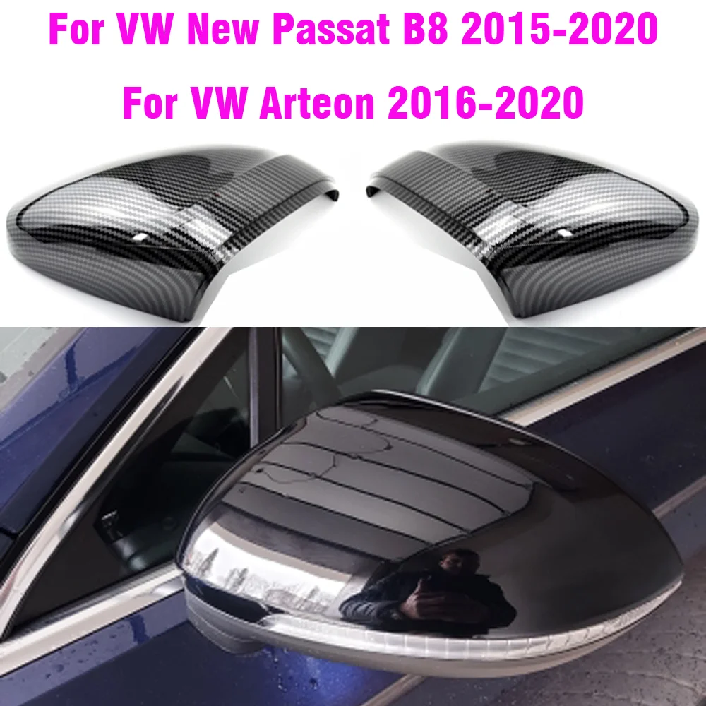 

For VW Passat B8 Caps 2016 2017 2018 2019 2020 Black Side Mirror Covers (Glossy Pearl Black) For Carbon Fiber Color